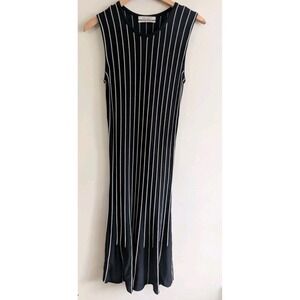 Aldo‎ Martin Black Pinstripe Sleeveless Maxi Dress Womens 10 Minimalist Bodycon